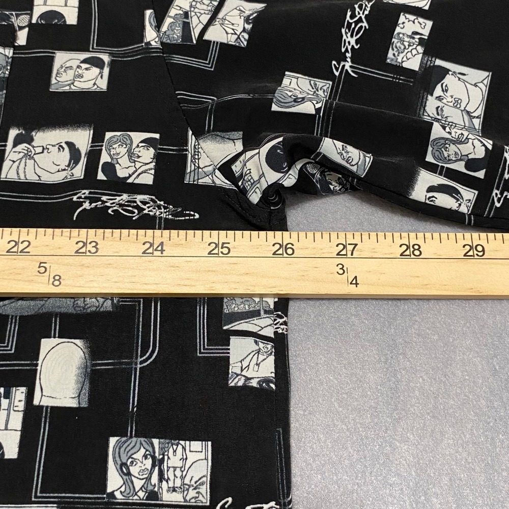 Vintage Southpole Mens XL Comic Graphic Print Button Down Shirt Black White Y2K - Picture 4 of 8